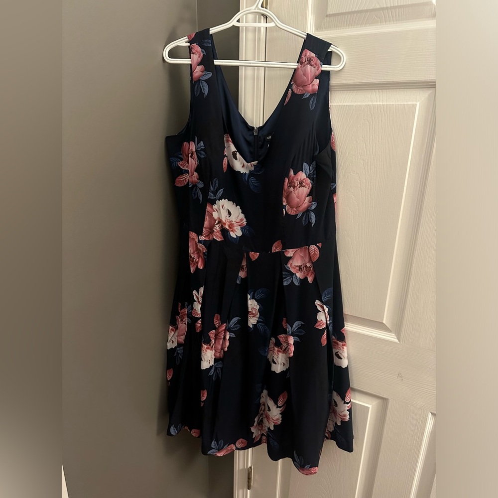 Floral Navy City Chic dress, size 18